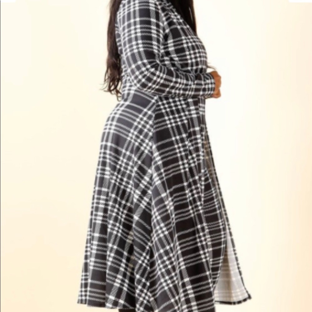 Plaid super crop long sleeve top & leggings set - Picture 3 of 5
